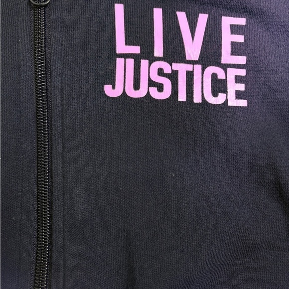 ⭐️JUSTICE Navy ‘Live Justice’ Cropped Zip Hoodie - Picture 3 of 4
